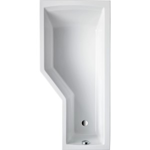 Weiße Cello Eckbadewanne, 160x80x55 cm, linke Ausführung.