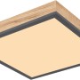 Quadratische LED Deckenleuchte Doro, 30 cm, Holz- und Grafitoptik für Wohnräume.