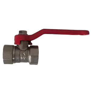 Kirchhoff Kugelhahn aus Messing, 18,7 mm (1/2 IG), mit rotem Griff.