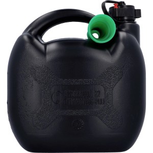 Schwarzer Cartrend Benzinkanister aus Kunststoff, 5 Liter, mit Einfüllstutzen.
