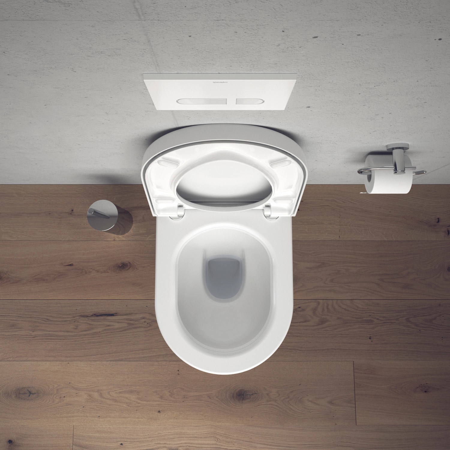 Duravit Wand WC Set Starck 3, weiß, mit WC-Sitz und Absenkautomatik, Aufsicht.