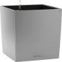 Lechuza Cube Premium Pflanzgefäß, 40x40 cm, Silber metallic, mit Bewässerungssystem.