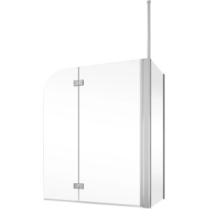 Schulte Badewannenaufsatz 2-teilig mit Seitenwand, Chromoptik, Echtglas