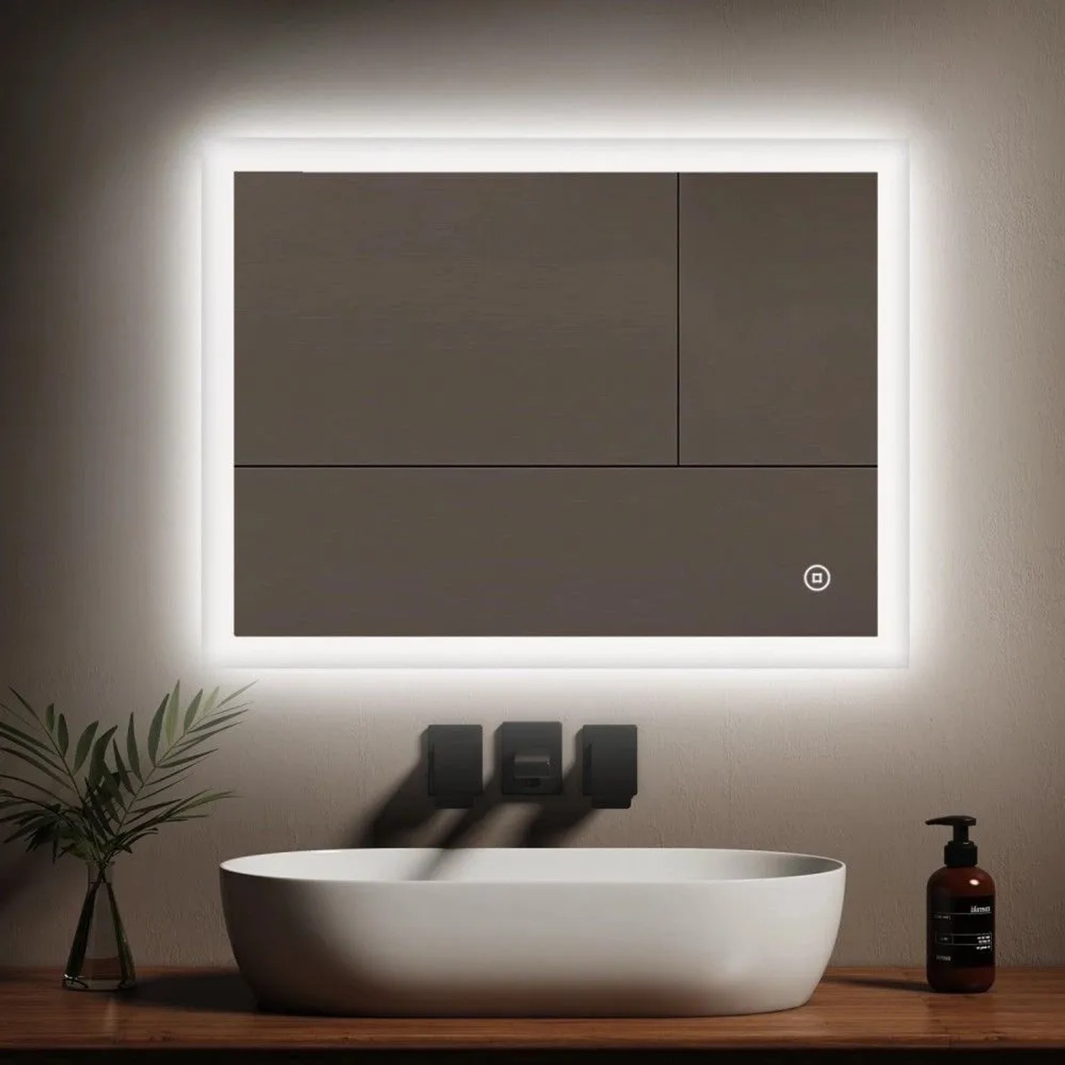 Emke LED Badspiegel 80 x 60 cm Wandspiegel Badezimmerspiegel mit Beschlagfrei KaltweißWarmweißNeutralweiß_2