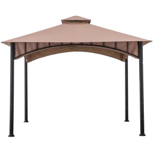 Sunjoy Pavillon Lauro, 340x340 cm, brauner Stoff und Stahlrahmen. Ideal für Garten und Terrasse.