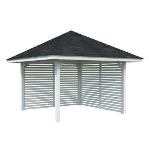 Palmako Pavillon Bianca Set 102, 300x300 cm, weiß lackiert, mit Sichtschutzwänden.