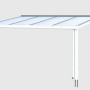 Weiße Terrassenüberdachung Genua aus Aluminium mit klarer Doppelstegplatte, 434 x 307 cm.