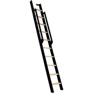 Minka Raumspartreppe Strong, Buche schwarz/anthrazit, 10 Stufen, Höhe 243 cm. Innentreppe für wenig Platz.