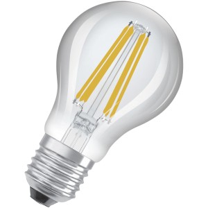 Osram LED-Leuchtmittel E27 in Glühlampenform, 4,3W, warmweiß, klar.