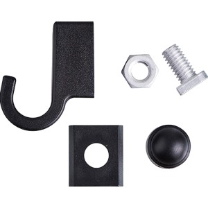 Juliana Aufhängungshaken Set für Gewächshäuser: 4 schwarze Haken mit Schrauben und Muttern.