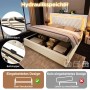 okwish Polsterbett 140x200cm mit LED Stauraum Jugendbett Beige ohne Matratze_7