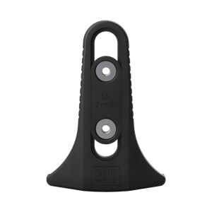 Novadoors Bohrschablone für Türgriffe, schwarz, mit 7mm Bohrlöchern für präzise Montage.