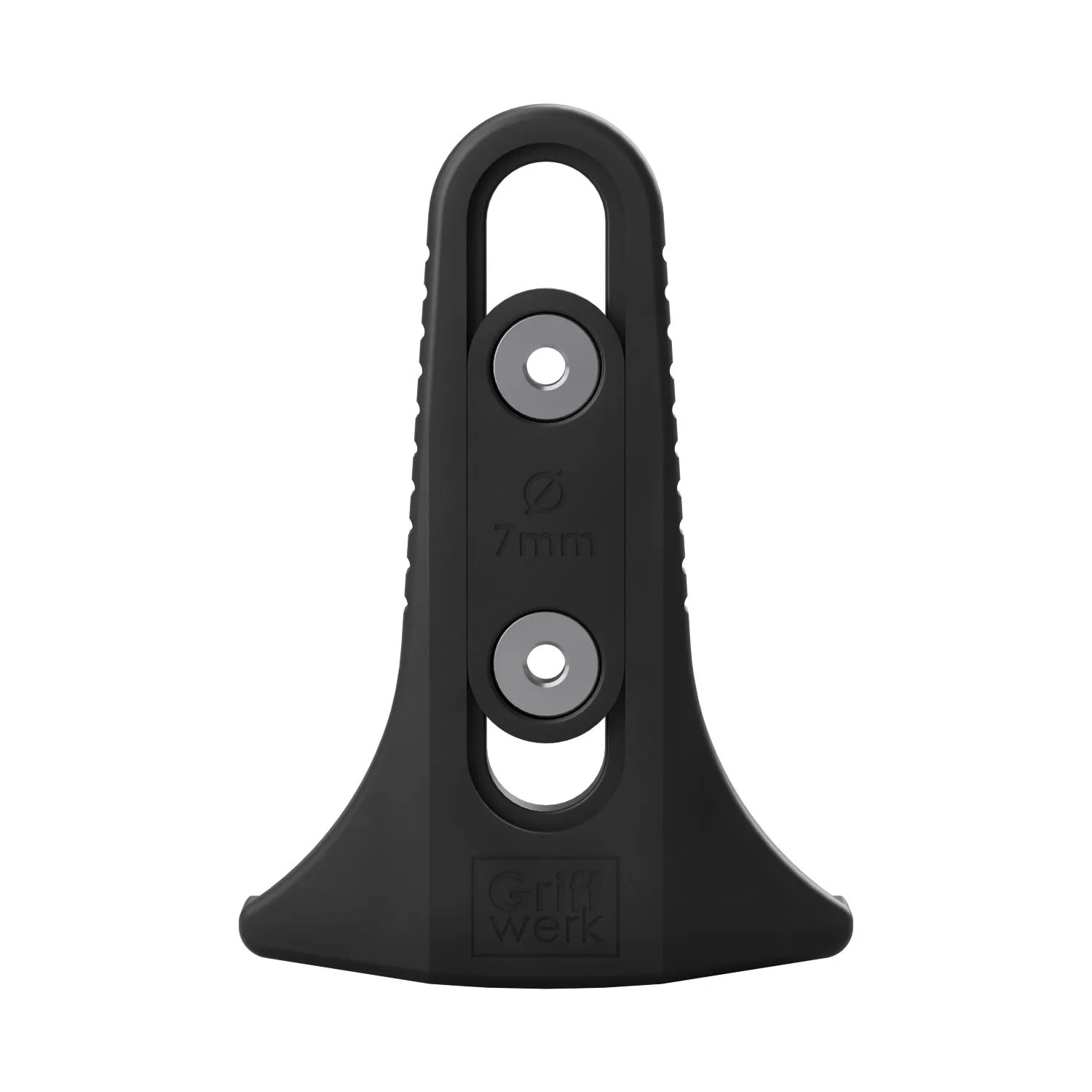 Novadoors Bohrschablone für Türgriffe, schwarz, mit 7mm Bohrlöchern für präzise Montage.
