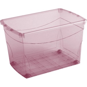 Aufbewahrungsbox Home XL Cassis mit 4 Rollen, transparente Plastikbox für vielseitige Nutzung.