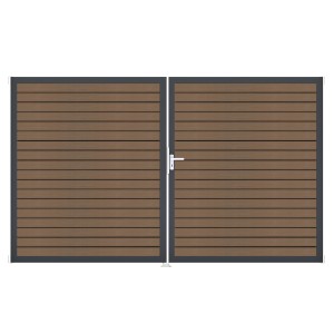 GroJa Tor 2-flg. Solid Rhombus Teak Co-E Rahmen 306 cm x 180 cm DIN Rechts