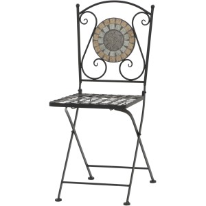 Schwarzer Siena Garden Klappsessel Prato mit Mosaik-Rückenlehne aus Eisen.