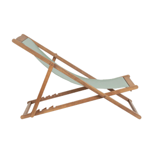 Liegestuhl Noemi mit Holzgestell und hellgrünem Bezug für Garten und Balkon.