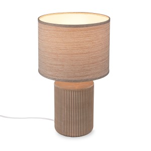 Brilo Tischleuchte Ino Keramikfuß Kabelschalter Braun Ø 22 cm