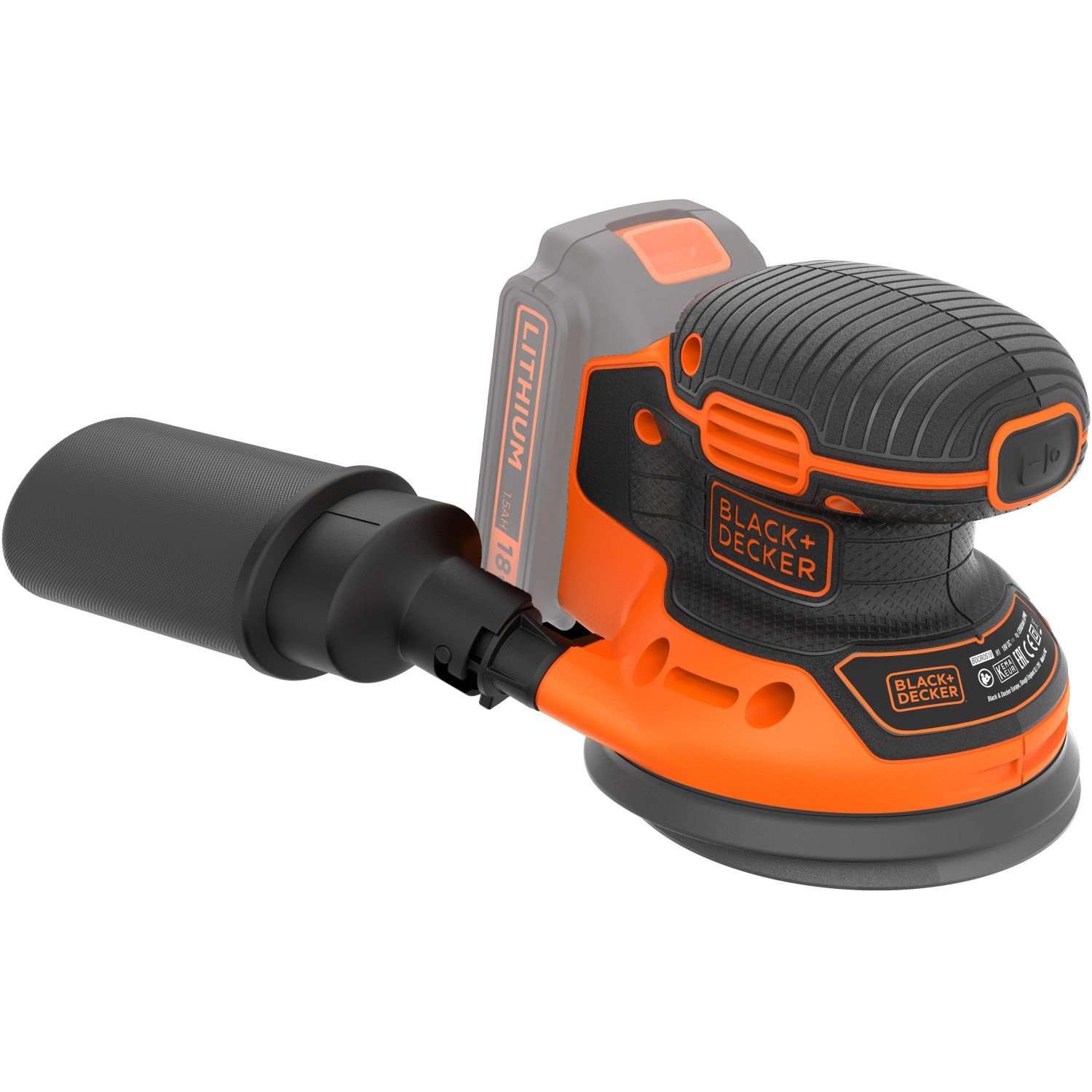 Black+Decker Akku-Exzenterschleifer BDCROS18N mit Staubfangbehälter, ohne Akku/Ladegerät.