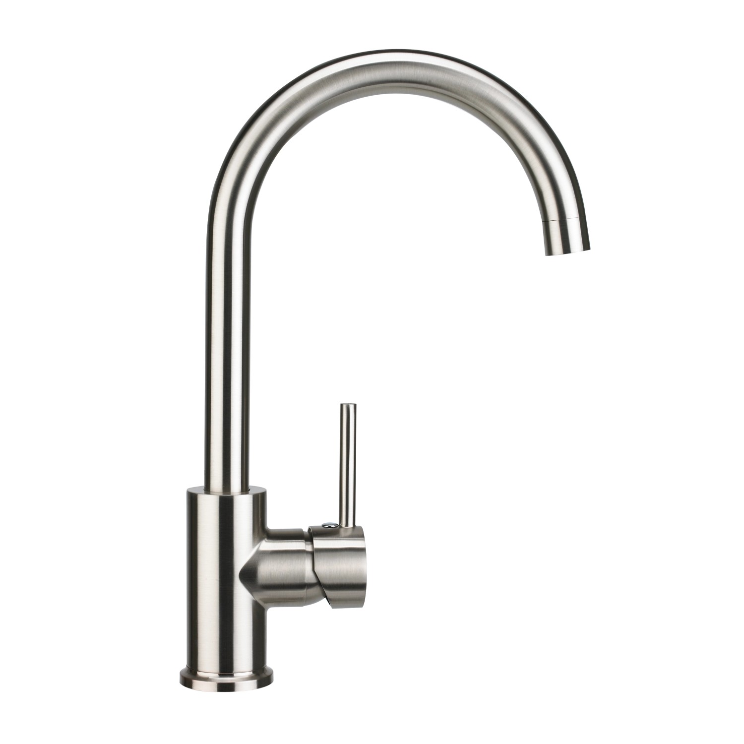 baliv Küchenarmatur KI-1832, Einhebelmischer in Edelstahloptik mit hohem, gebogenem Auslauf.