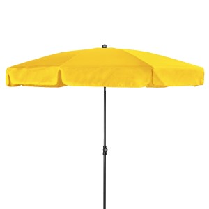 Gelber Doppler Balkonschirm Sunline, Ø 200 cm, mit Schieber zum Öffnen und Schließen.
