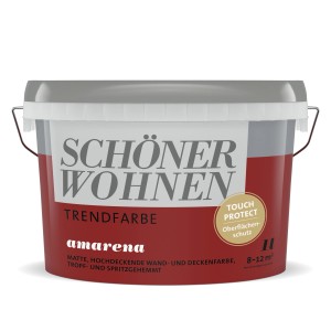 Eimer Schöner Wohnen Trendfarbe Amarena, matte, rote Wandfarbe für Innenräume, 1 Liter.