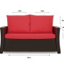 Rotes 2-Sitzer Gartensofa mit Polyrattan und Kissen aus dem Setgarden Mix-Techno.