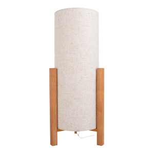 Näve Matilda Tischleuchte mit Leinen-Schirm und Holzfuß, Design-Tischlampe für Wohnraum.
