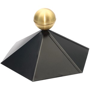 Skan Holz Firstkappe in Schwarz mit goldener Kugel für 6-Eck-Pavillon.