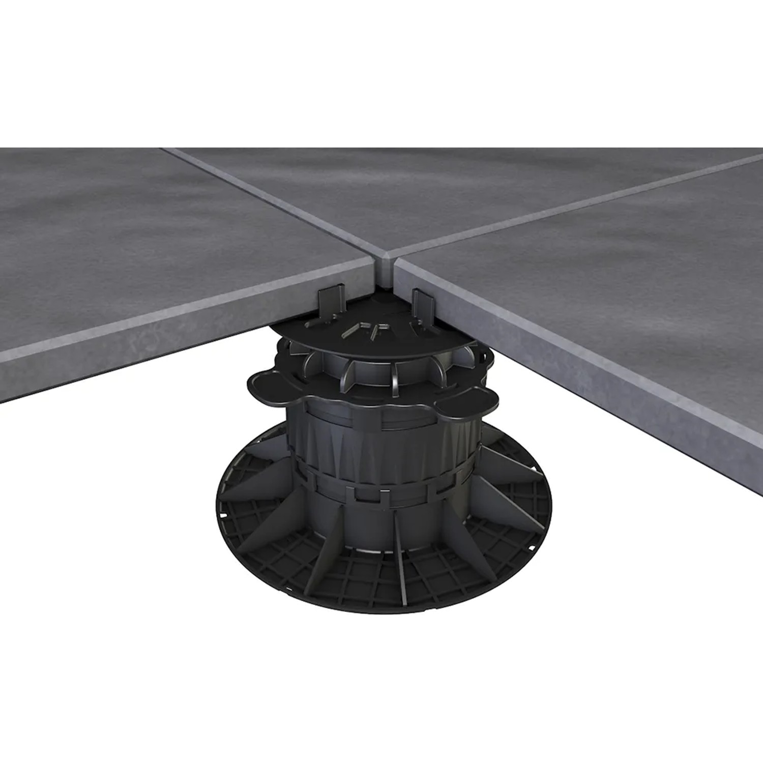 Verstellbarer GS Terrassen Stellfuß (27-40 mm) für Platten, zur einfachen Justierung von Terrassenplatten.