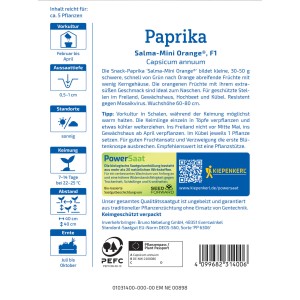 Kiepenkerl Paprika Salma-Mini Orange Samenpackung, Mini-Paprika zum Naschen.