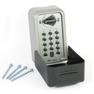 Master Lock Schlüsseltresor 5426EURD für Wandmontage, grau-schwarz, mit Zahlencode und Befestigungsmaterial.