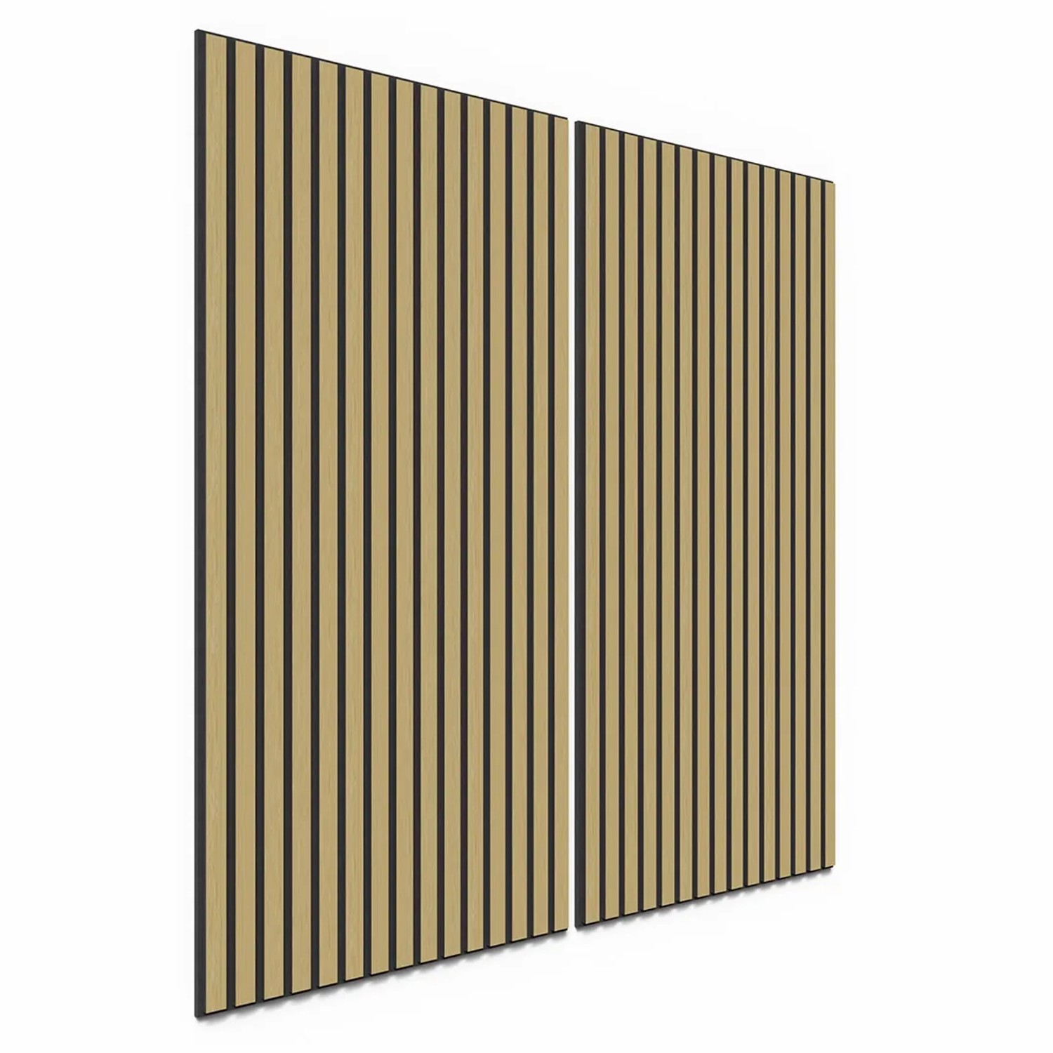 Akustikpaneele in Eiche mit schwarzem Akustikfilz für Wandverkleidung, 119,8 cm hoch.