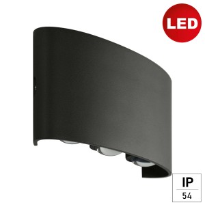 Anthrazitfarbene E2 Elektro LED Außenwandleuchte Petra Up-Down CCT, 17x8x4cm.