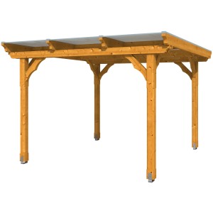 Holz-Pavillon Marseille, Eiche hell lasiert, 274x304 cm. Gartenlaube mit lichtdurchlässigem Dach.