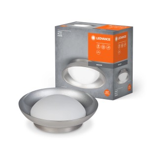 Ledvance LED-Deckenleuchte Orbis Milan Nickel, Ø 30,5 cm. Runde Deckenlampe mit Metalleinfassung.