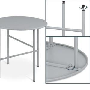 Bomoe Finn Beistelltisch, Ø 44cm, grau, aus Metall, mit Details zu den verstellbaren Füßen.