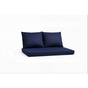 Setgarden Triple Outdoor Palettenkissen Set 120x80x10cm Sitzkissen + Rückenkissen 2x60x50cm 1tlg Marine