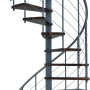 Spindeltreppe Venezia Smart in Walnuss/Grau, Innentreppe mit Holzstufen und grauem Metallgeländer.
