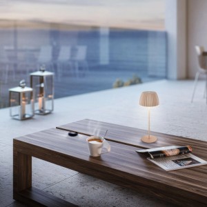 Brilo Akku-Tischleuchte Riffle Dimmbar Touch Beige