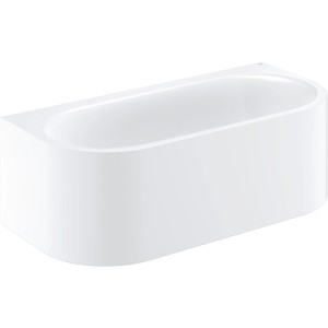 Weiße Grohe Essence Badewanne, 180x85 cm, Vorwandversion mit Überlauf.