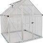 Palram Canopia Hybrid Gewächshaus, 1.9x1.9 m, silberner Rahmen, klare Wände, mit Dachfenster und Tür.