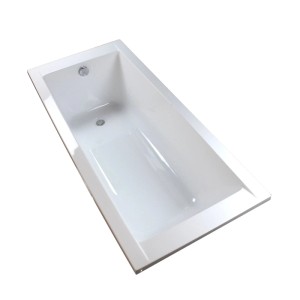 Sanicomfort Badewannenset, 170x75 cm, weiße Rechteck-Badewanne mit Ablauf und Wannenträger.