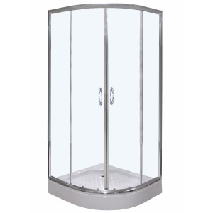 Rundduschabtrennung 90x90x190 cm mit Chromprofil und Klarglas.