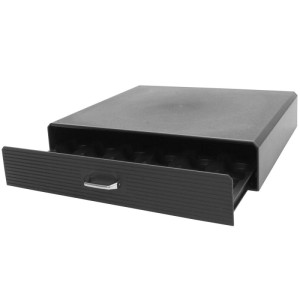 Schwarze MCW Schubladenbox L98 zur Aufbewahrung von Kaffeekapseln.