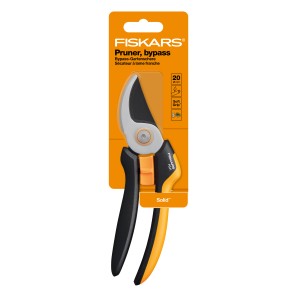 Fiskars Solid P341-L Bypass-Gartenschere, schwarz/orange, zum Schneiden von Ästen bis 20mm Durchmesser.