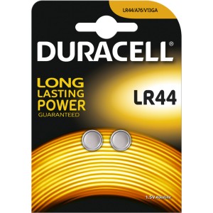 Duracell LR44 Knopfzellen, 1,5 V, 2er-Pack. Alkali-Batterien für kleine Geräte.
