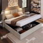 okwish Polsterbett 160x200cm mit Stauraum USB Leselicht Jugendzimmer Beige ohne Matratze_10