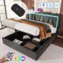 okwish Polsterbett 140x200cm mit LED USB C Stauraum Jugendzimmer Grau ohne Matratze_7