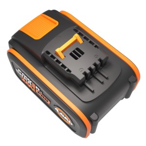 Worx Akku WA3644 Power Share 4 Ah für Elektrowerkzeuge, schwarz und orange.